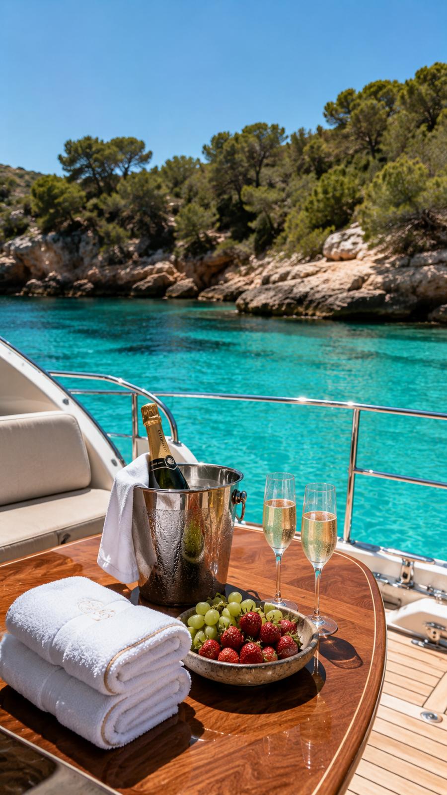 Table set on a boat